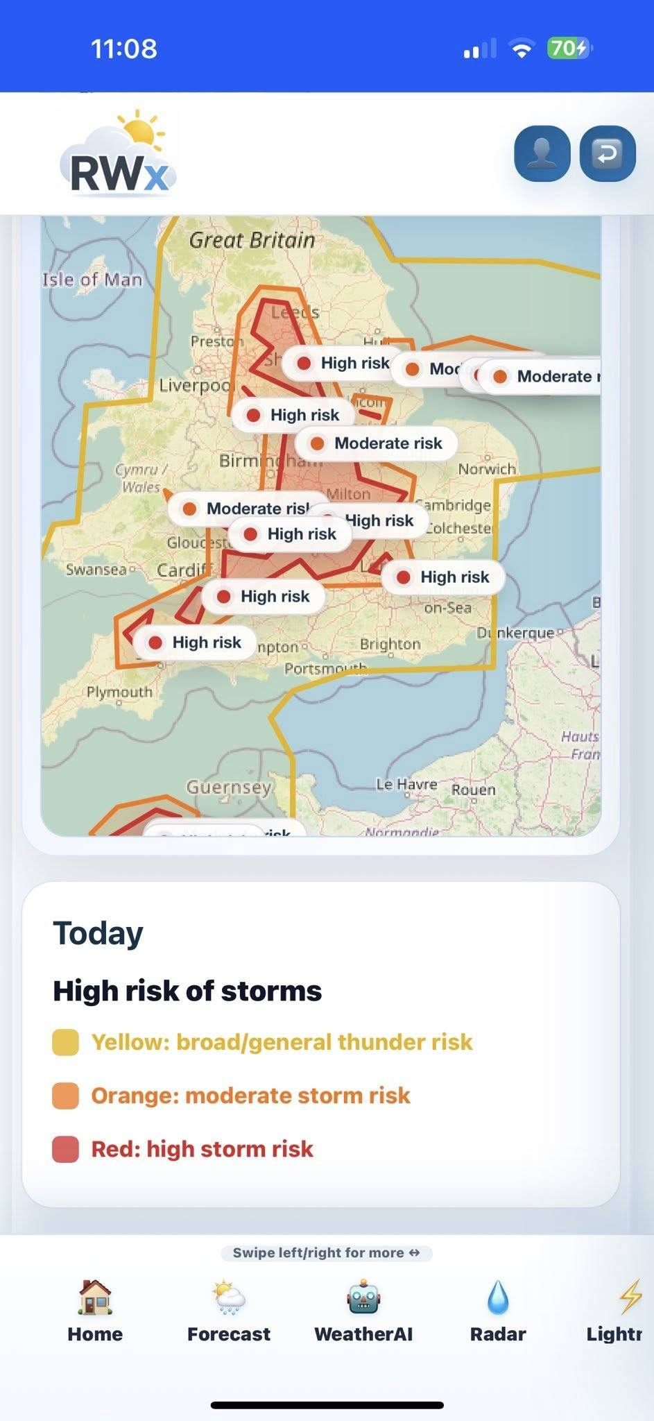 RWx Pro storm risk map